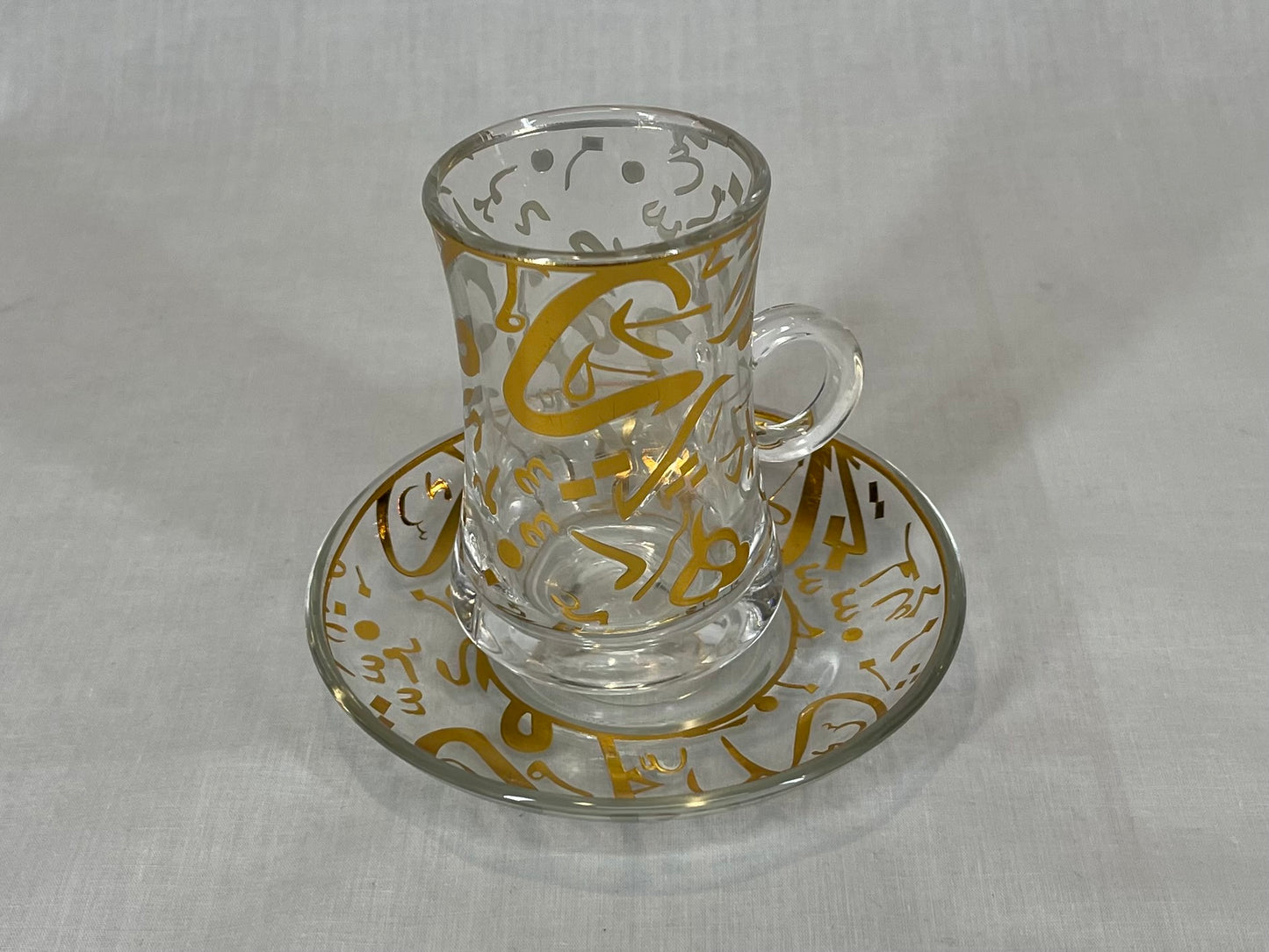 Gold Arabic Letters Coffe and Tea Cup Set