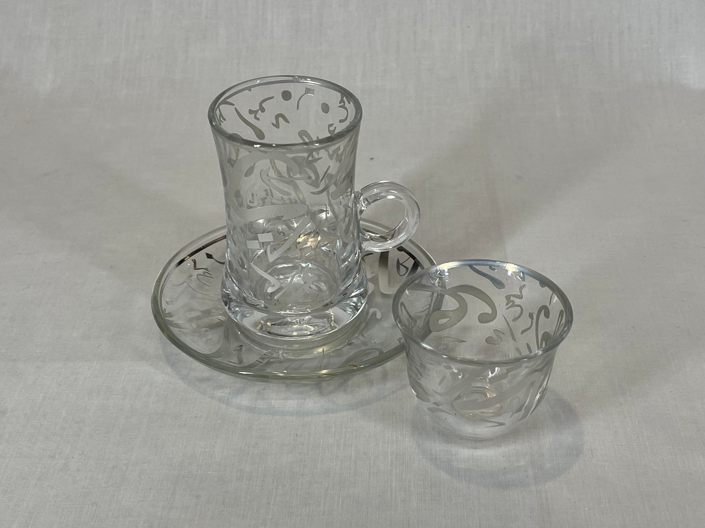 Silver Arabic Letters Coffee and Tea cup Set