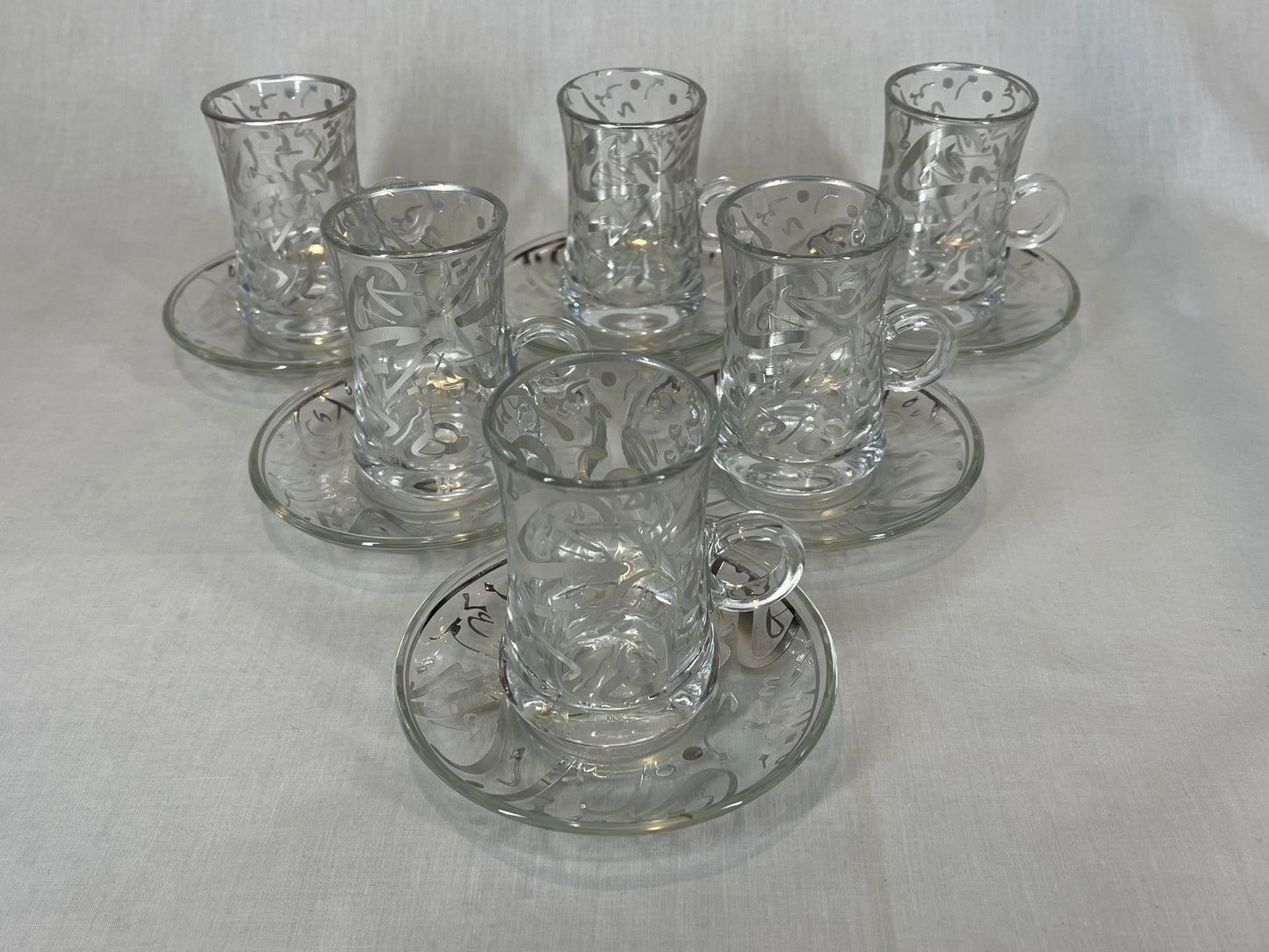 Silver Arabic Letters Coffee and Tea cup Set