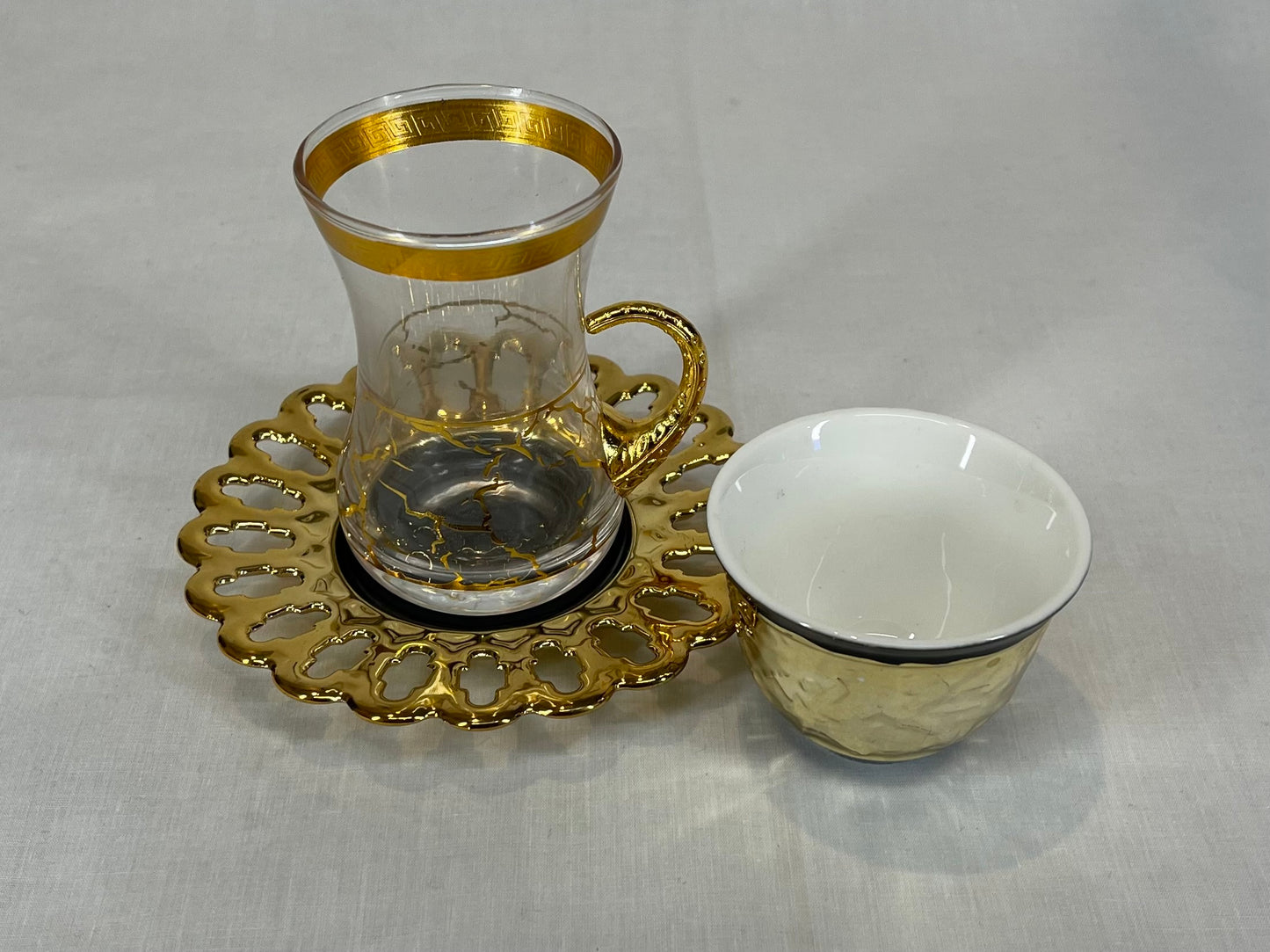 Black and Gold Coffee and Tea Cups Set