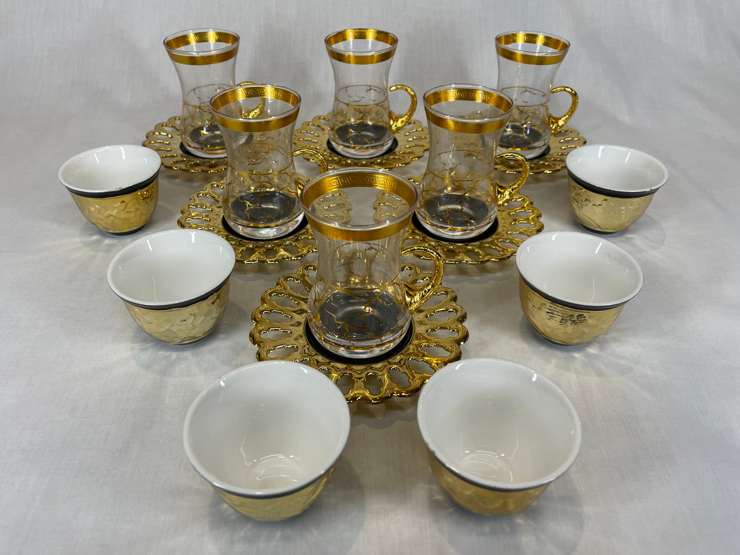 Black and Gold Coffee and Tea Cups Set