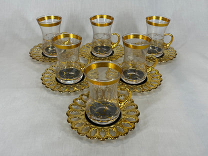 Black and Gold Coffee and Tea Cups Set