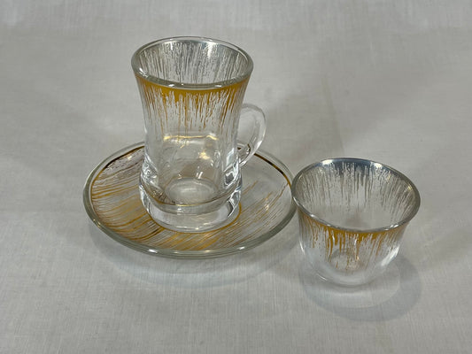 Gold Drip Design Coffee and Tea Cup Set