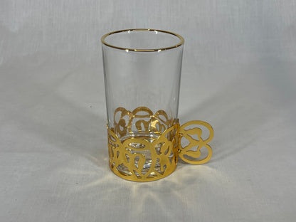 Gold Tea Cups with Mirror Tray