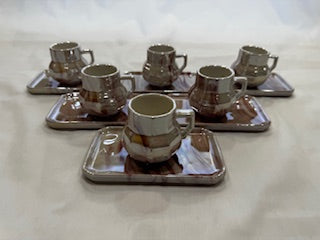 Coffee Cups Rectangle Plate Marble Design