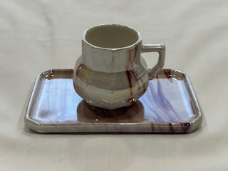 Coffee Cups Rectangle Plate Marble Design