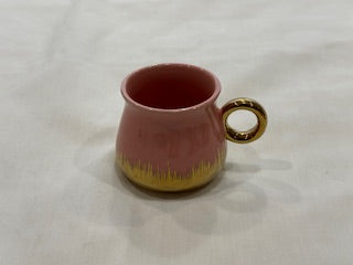 Pink and Gold Coffee Cups Drip Design Gold Plate