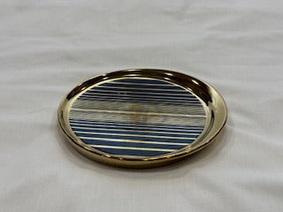 Black and Gold Coffee Cups Circle Plate