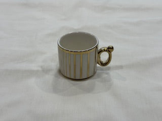 White and Gold Coffee Cups Circle Plate