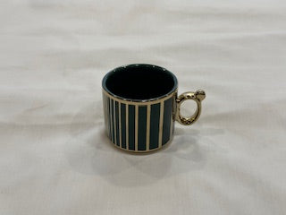 Green and Gold Coffee Cups Circle Plate