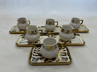 White and Gold Coffee Cups Rectangle Plate