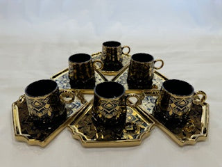 Black and Gold Coffee Cups Triangle Plate