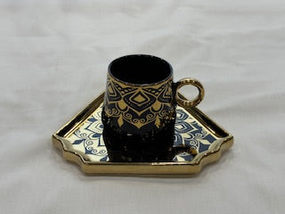 Black and Gold Coffee Cups Triangle Plate