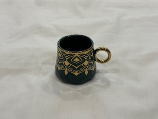 Green and Gold Coffee Cups Triangle Plate