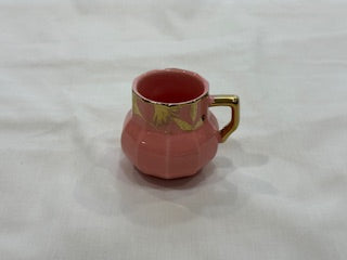 Pink and Gold Coffee Cups Rectangle Plate Flower Design