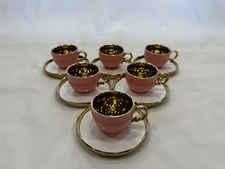 Pink and Gold Coffee Cups Circle Plate