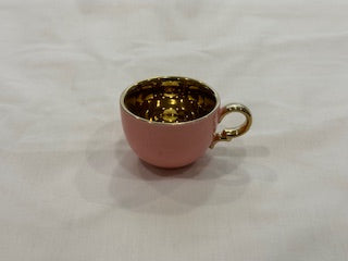 Pink and Gold Coffee Cups Circle Plate