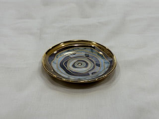 Blue and Gold Coffee Cups Circle Design