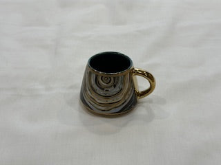 Blue and Gold Coffee Cups Circle Design