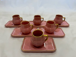 Pink and Gold Coffee Cups Rectangle Plate