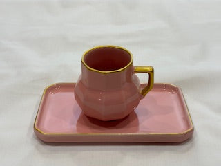 Pink and Gold Coffee Cups Rectangle Plate