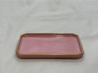Pink and Gold Coffee Cups Rectangle Plate