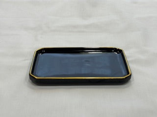 Black and Gold Coffee Cups Rectangle Plate
