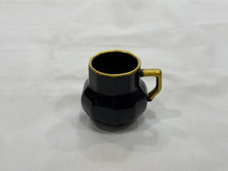 Black and Gold Coffee Cups Rectangle Plate