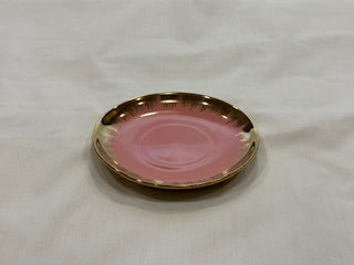 Pink and Gold Coffee Cups Circle Plate Drip Design