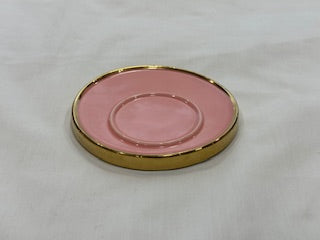 Pink and Gold Coffee Cups Circle Plate Drip Design