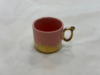 Pink and Gold Coffee Cups Circle Plate Drip Design