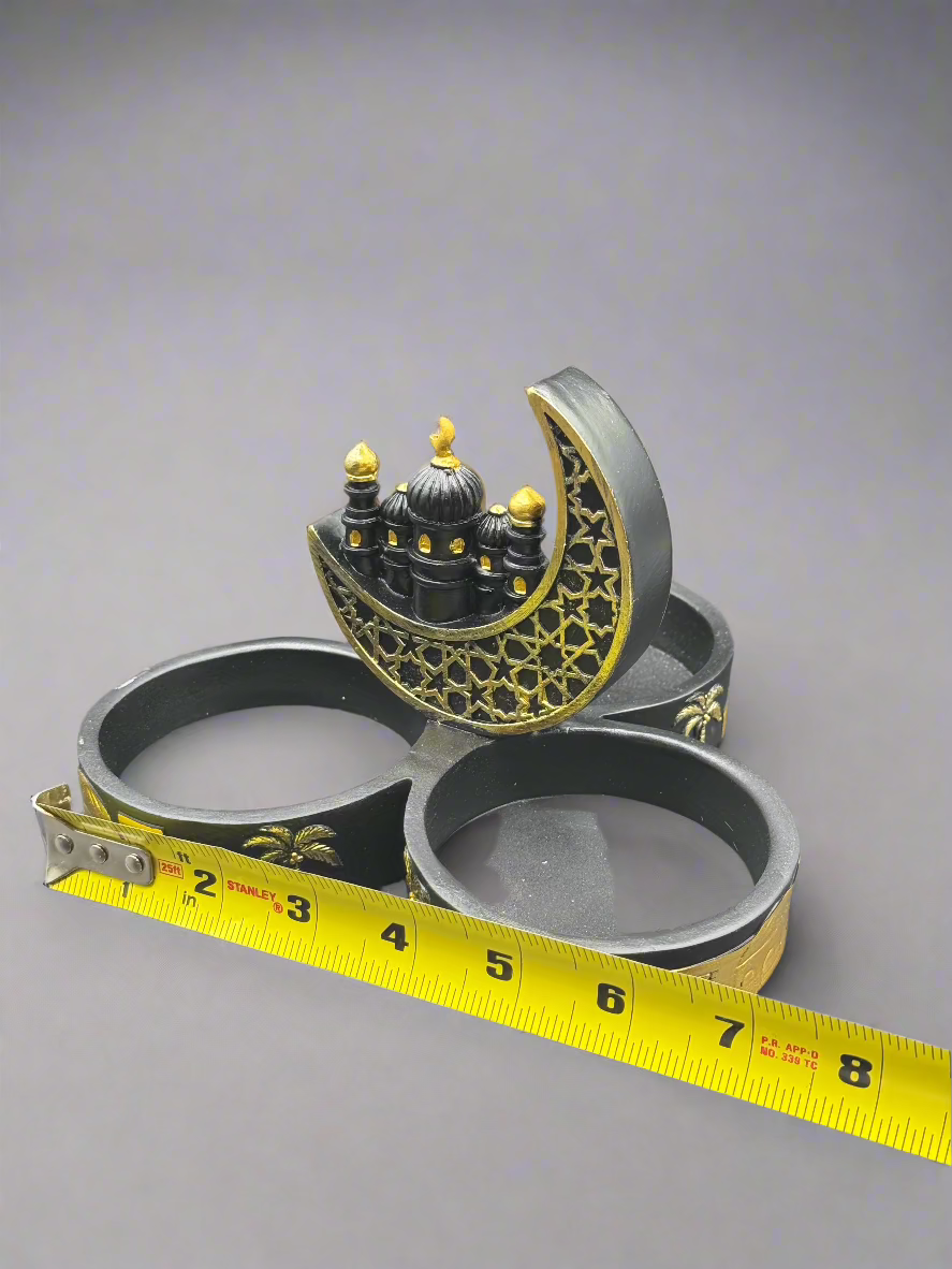 Black 3 Bowl Serving Plate With Moon Design