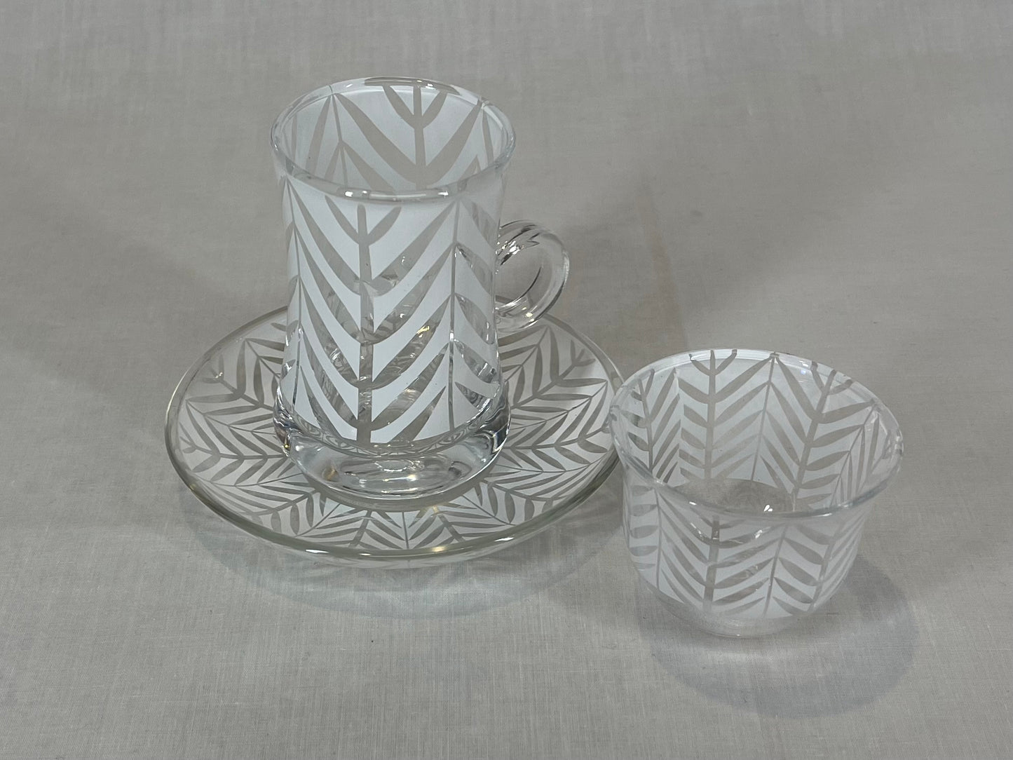 White Leaf Design Coffee and Tea Cups
