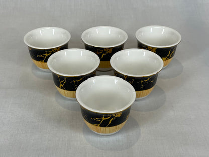 Black and Gold Wooden Design Coffee and Tea Cups Set